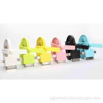 Colorful Mobile Phone IPhone 5 1M Micro USB Cable , 3 In 1